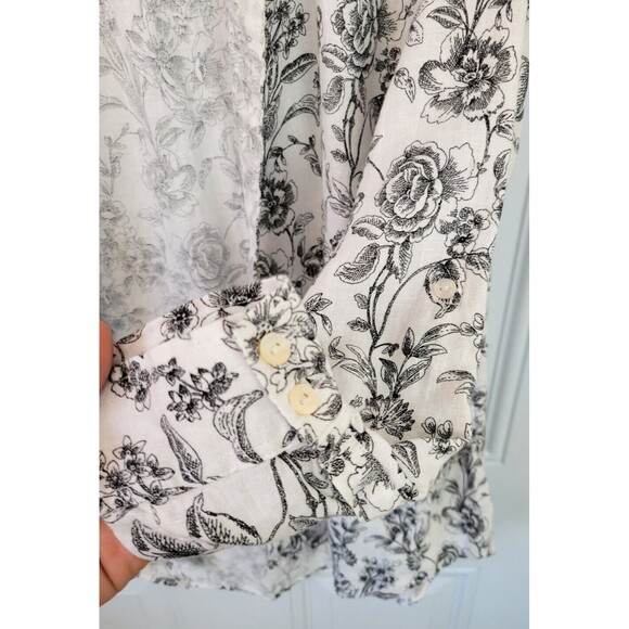 Joie Plus Size Linen Button-Down Top Size 1X Floral Long Sleeve - Picture 5 of 7